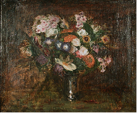 Fleurs dans une timbale en argent