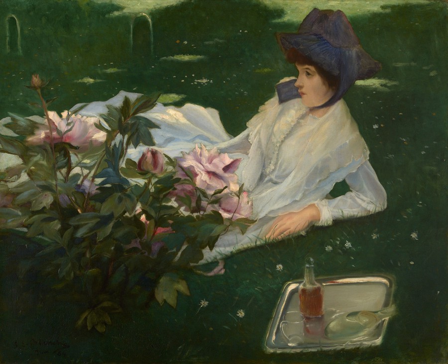 Henriette Chabot aux pivoines