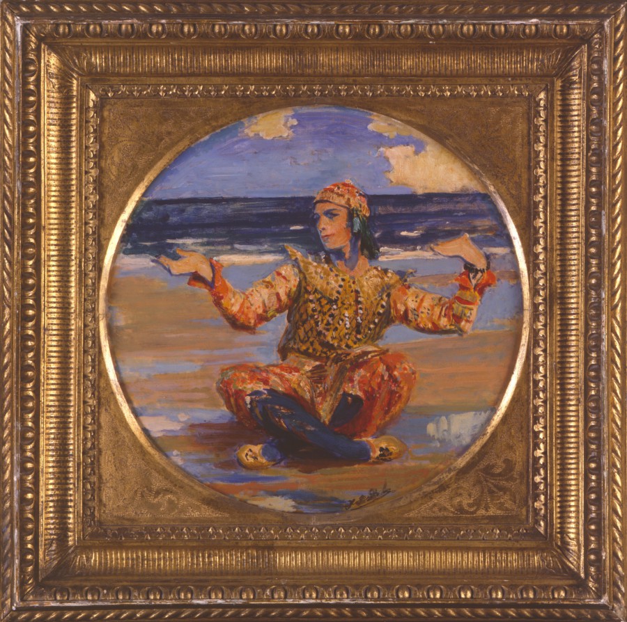 Vaslav Nijinsky dans les flots, dans le costume siamois des Orientales