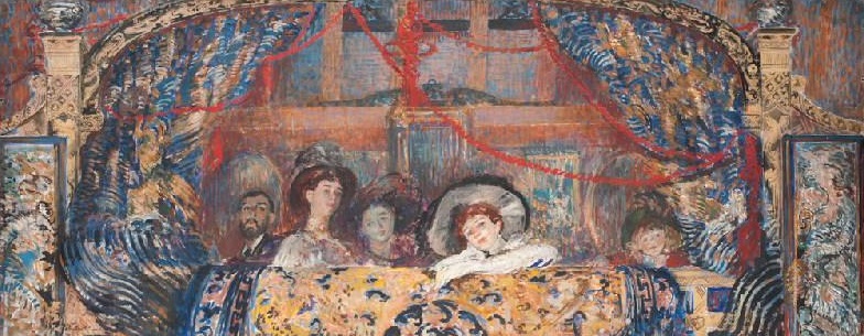 Décor pour la Biennale de Venise : une loge avec cinq personnages