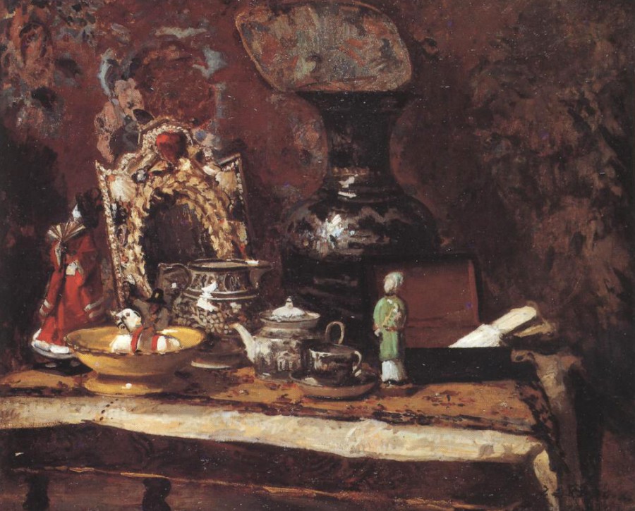 Nature morte au décor japonais