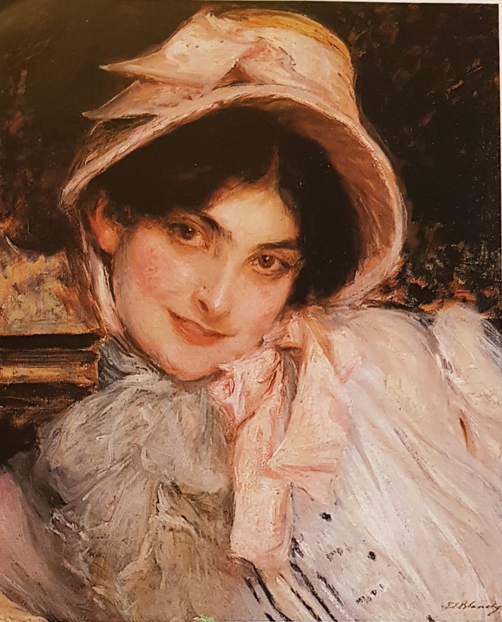 Jeune femme au chapeau à rubans