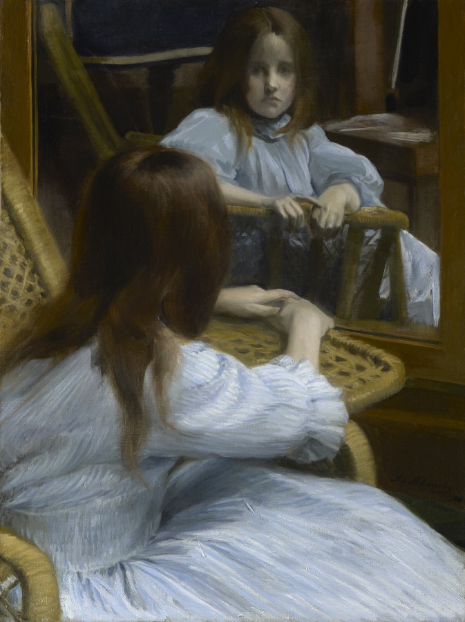 Lucie Esnault au miroir psyché
