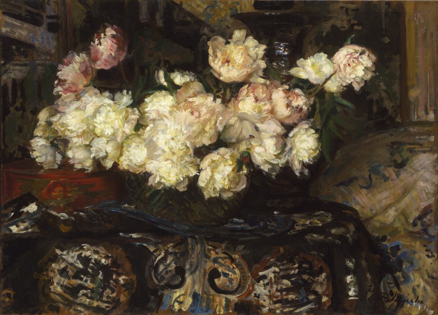 Nature morte aux pivoines blanches et roses