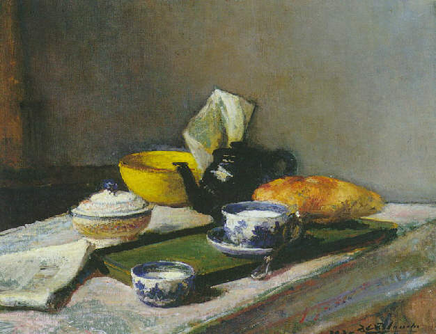 Nature morte à la porcelaine bleue