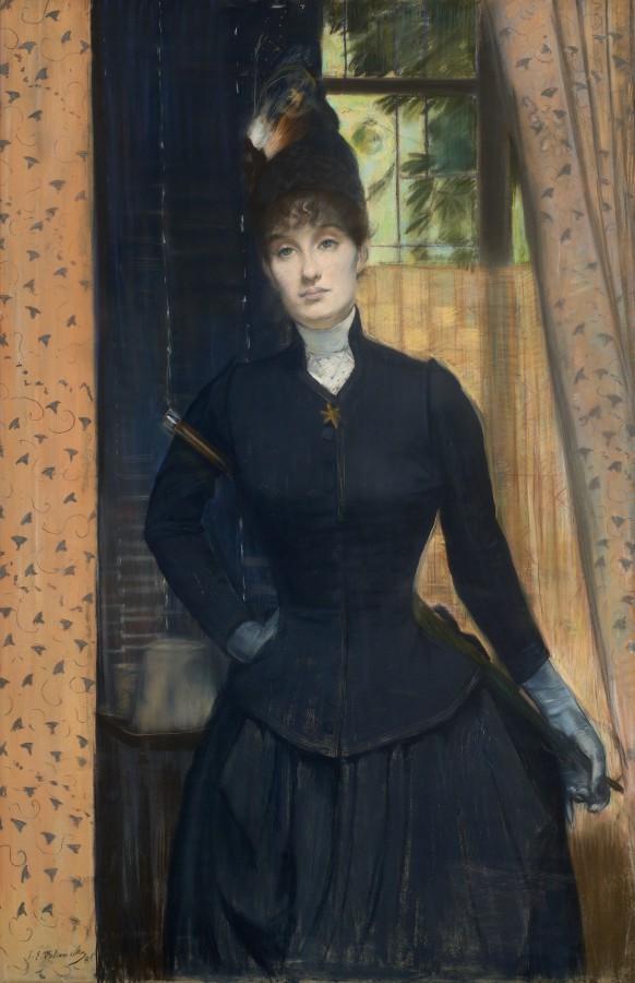 Femme aux gants bleus