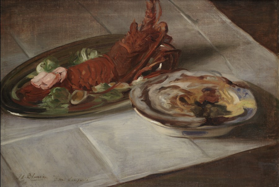 Nature morte à la langouste sur un plat d’argent